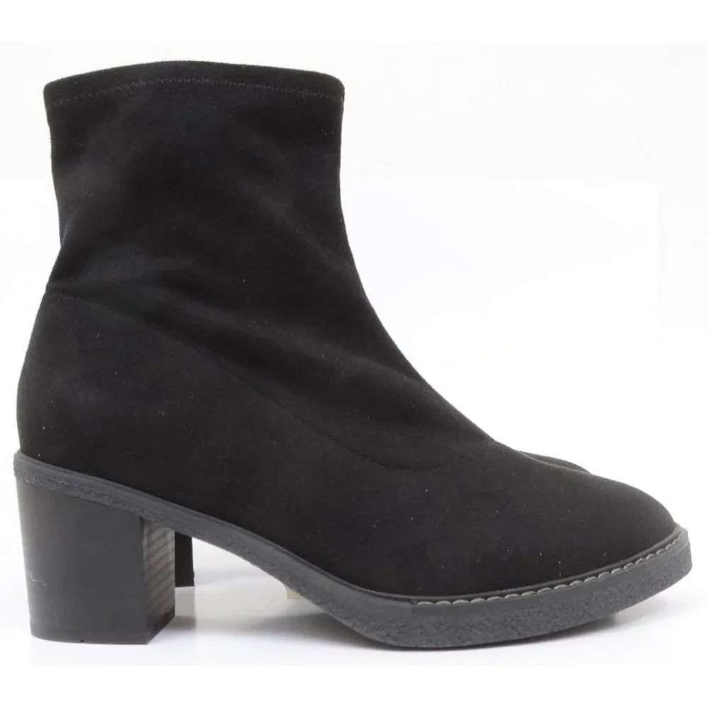 Evans Women's 12 WIDE FIT Eliana‎ Ankle Boot Flat Minimalist Moto Vegan Leather
